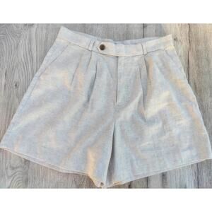 Banana Republic Shorts Womens Medium Beige Linen Blend Pleated Old Money Preppy